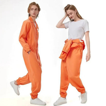 Adult Halloween Orange Prison jumpsuit costume long sleeved party cosplay prison costume men's and women's clothing