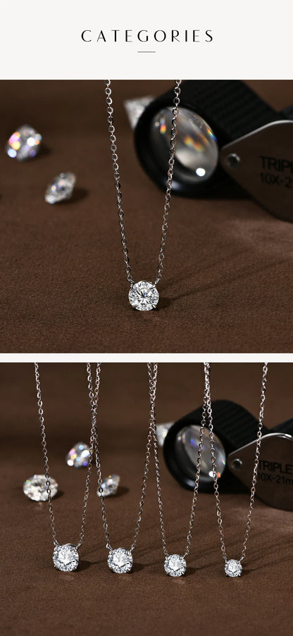 ATTAGEMS Necklace For Woman Pendant Moissanite Diamond 6.5mm 1CT 925 Silver Necklace For Women Chains Party Bridal Fine Jewelry