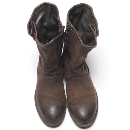 Fashion Men's Genuine Leather Motorcycle Boots Buckle Strap Top Quality Retro Mid-calf Western Slouch Boots Dress Shoes