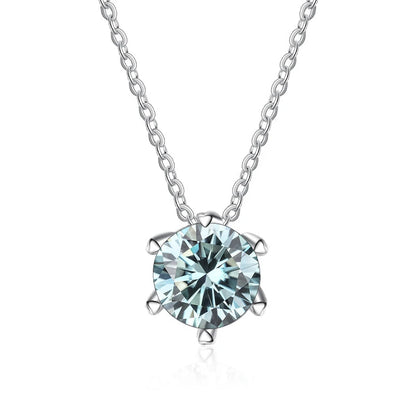 JoyceJelly 1CT VVS D Moissanite Necklace For Women Six Prong Simulated Diamond Pendant 925 Sterling Silver Wedding Fine Jewelry