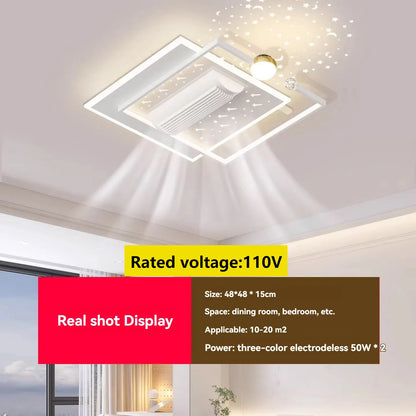 LED Bladeless Fan Light, Living Room Light, Modern Minimalist Smart Remote Control, Master Bedroom Study Ceiling Light 110V/220V