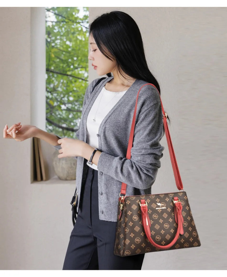 Luxury Women Handbag Fashion Print Large Capacity Shoulder Crossbody Bag Leisure Designer Soft Leather Ladies Purses and Handbag