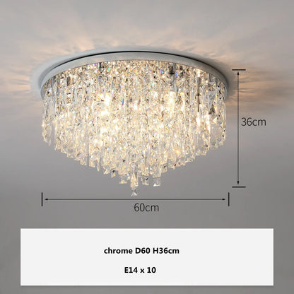 Modern Luxurious Crystal Ceiling Lamp Gold & Silver Color for Living Room Dining Room Bedroom - Elegant Lighting Fixture