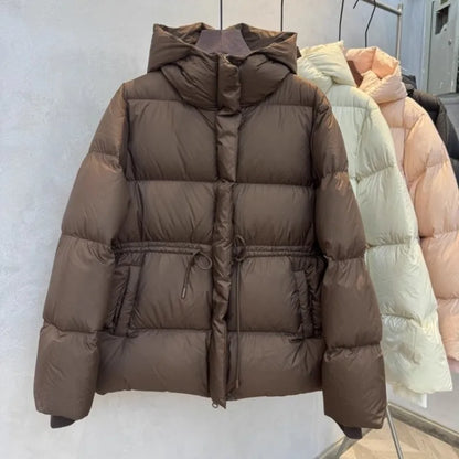 Winter Women Parkas Down Cotton Padded Coat Pink Warm Sashe Hooded Outwear Female Thick Snow Wear Coats Puffer Quilted Jacket