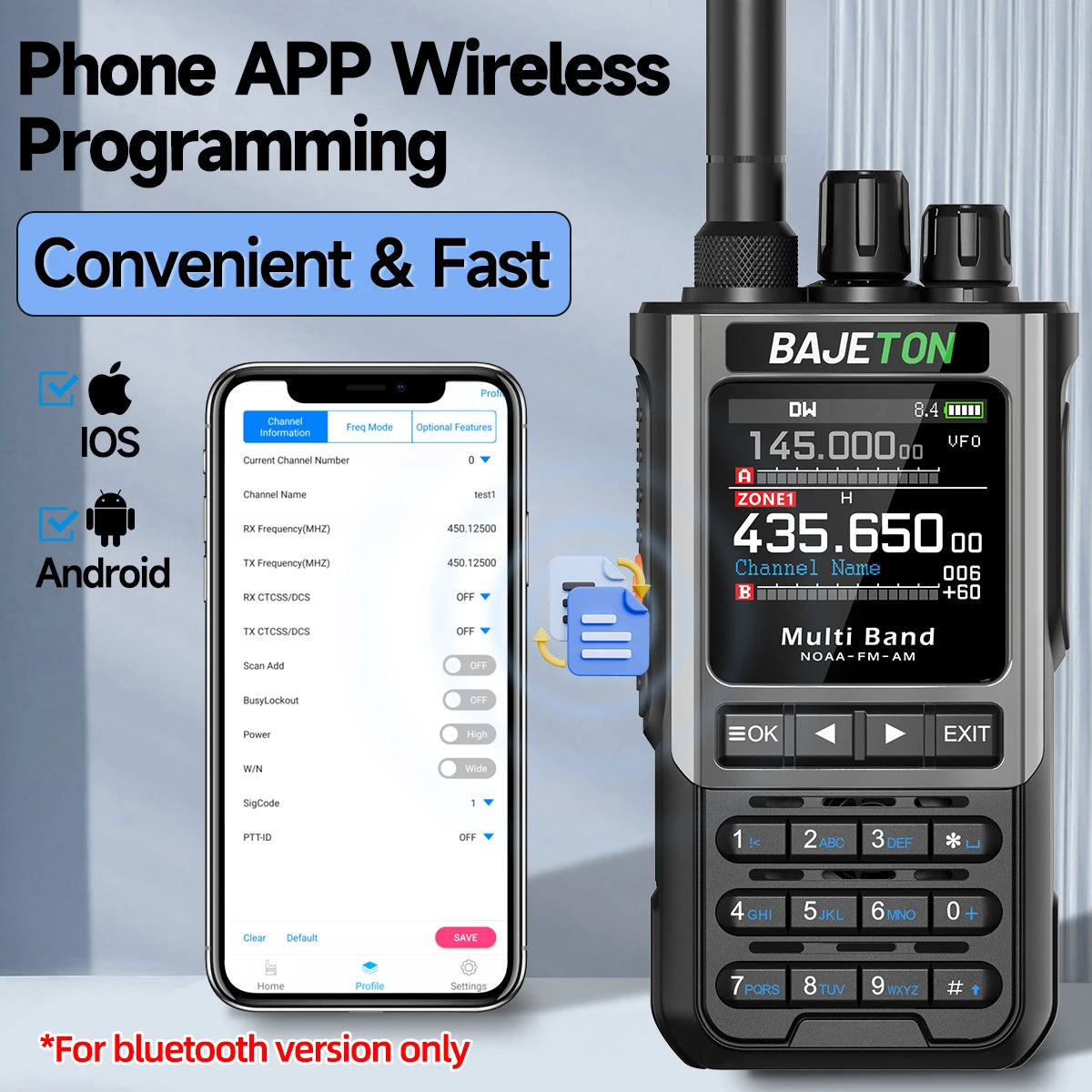 BAJETON BJ-8300 10W Ham Radio Shortwave HF SSB CB Walkie Talkie AM USB LSB CW Bluetooth Programming Handheld Two Way Radio