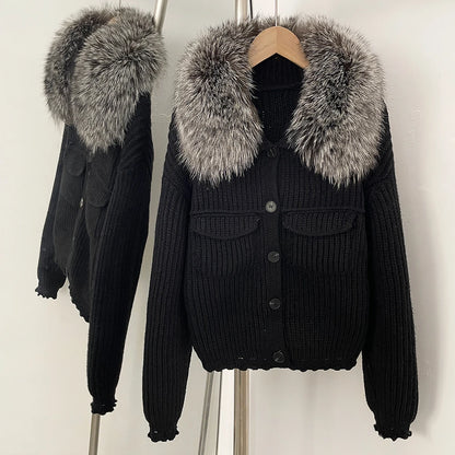OFTBUY 2025 New Autumn Winter Women Real Fox Fur Caedigan Natural Fox Fur Hooded Jacket Decoration Lady's Sweater Coat