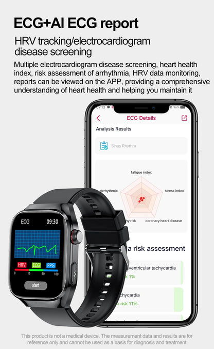 2025New Micro Physical Examination Smart Watch For Men Uric Acid Body Fat Five Organ Health Watches Bluetooth Call SmartBracelet