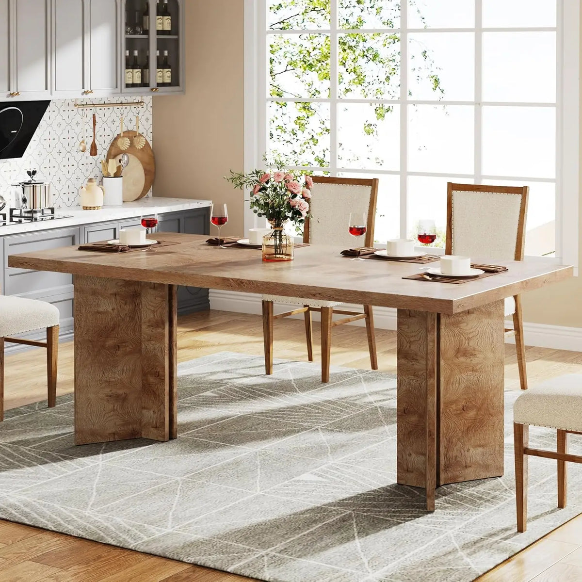 Tribesigns 63-inch Executive Desk, Vintage Home Office Computer Desk with Large Tabletop, Farmhouse Wood Writing Conference Tabl