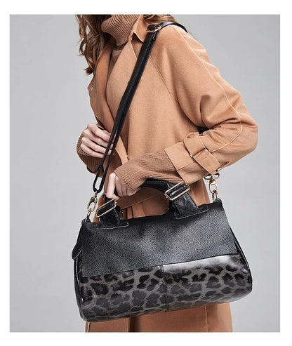 Aidrani Genuine leather handbag 2025 women's fashion bag premium leopard print luxury brand top cowhide bag
