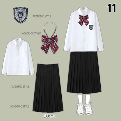 Men Women JK Uniform British Style School Uniforms Preppy Style Pleated Skirt With Bow Tie Tops Pants Chorus Poetry Cosplay