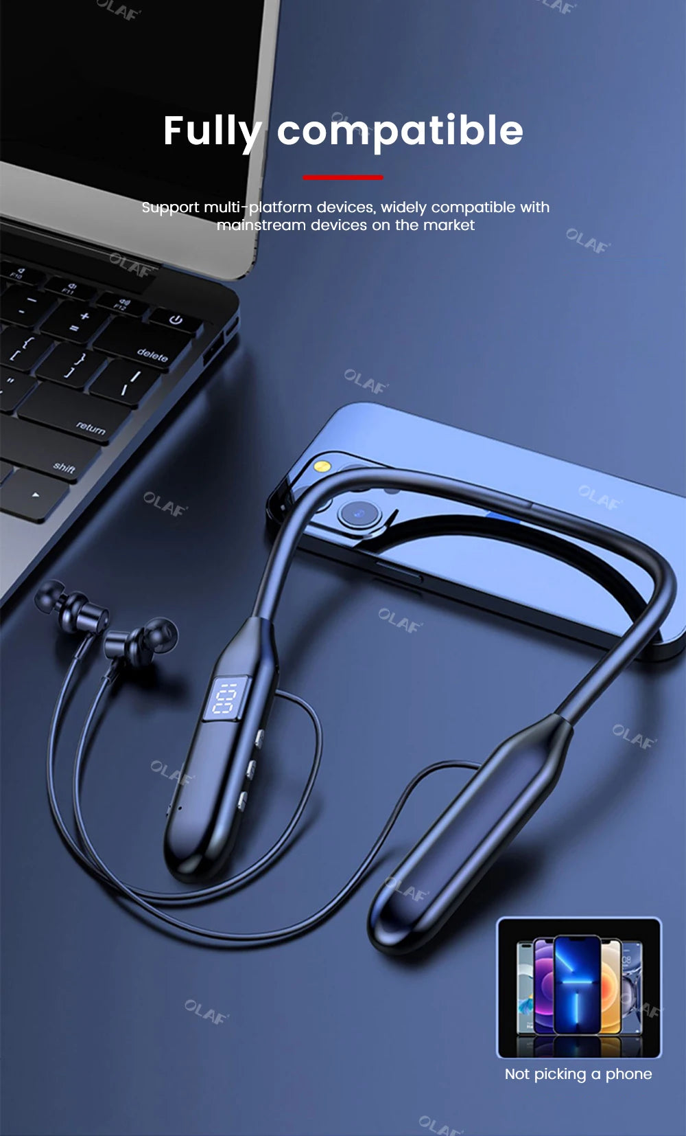 Sy8 Wireless Earphones Bluetooth 5.3 Neckband Headphones LED Super Power Waterproof Sport Magnetic Headset Handfree with Mic