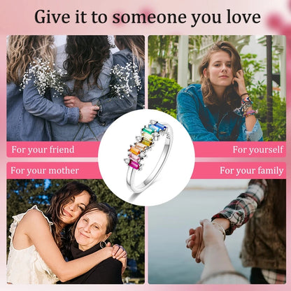 LAZA 925 Sterling Silver Colorful Rings Sparking Zirconium Bowknot Moon Sun Original Ring For Women Anniversary Wedding Gifts