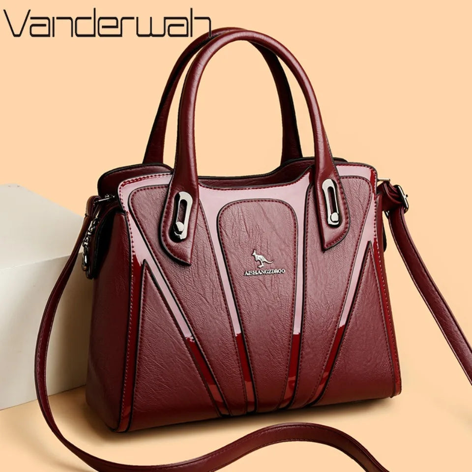 3 Layers Large Capacity Designer Women Top-Handle Bags Shoulder Crossbody Bags for Women Luxury Patent Leather Casual Tote Bag
