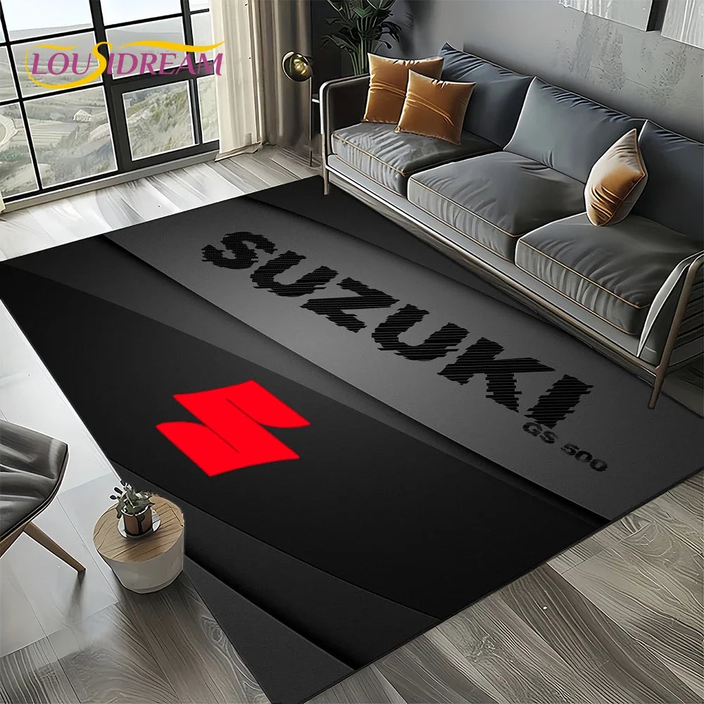2025 Racing Car S-SUZUKI Logo Motorcycle Carpet Rug for Bedroom Living Room Home Sofa Decoration,kids Play Decor Floor Mat Gift