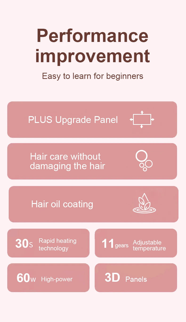 Professional Hair Straightener with Oil Coating Wide Plates–60W Fast Heating,Care for Frizzy,PTC Technology for Smooth Styling