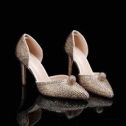Ins Fashion Runway Show Luxury High Heel Color Hot Diamond Gradient Women'S Shoes Sandal Blingbling Wedding Shoes Dinner Pumps