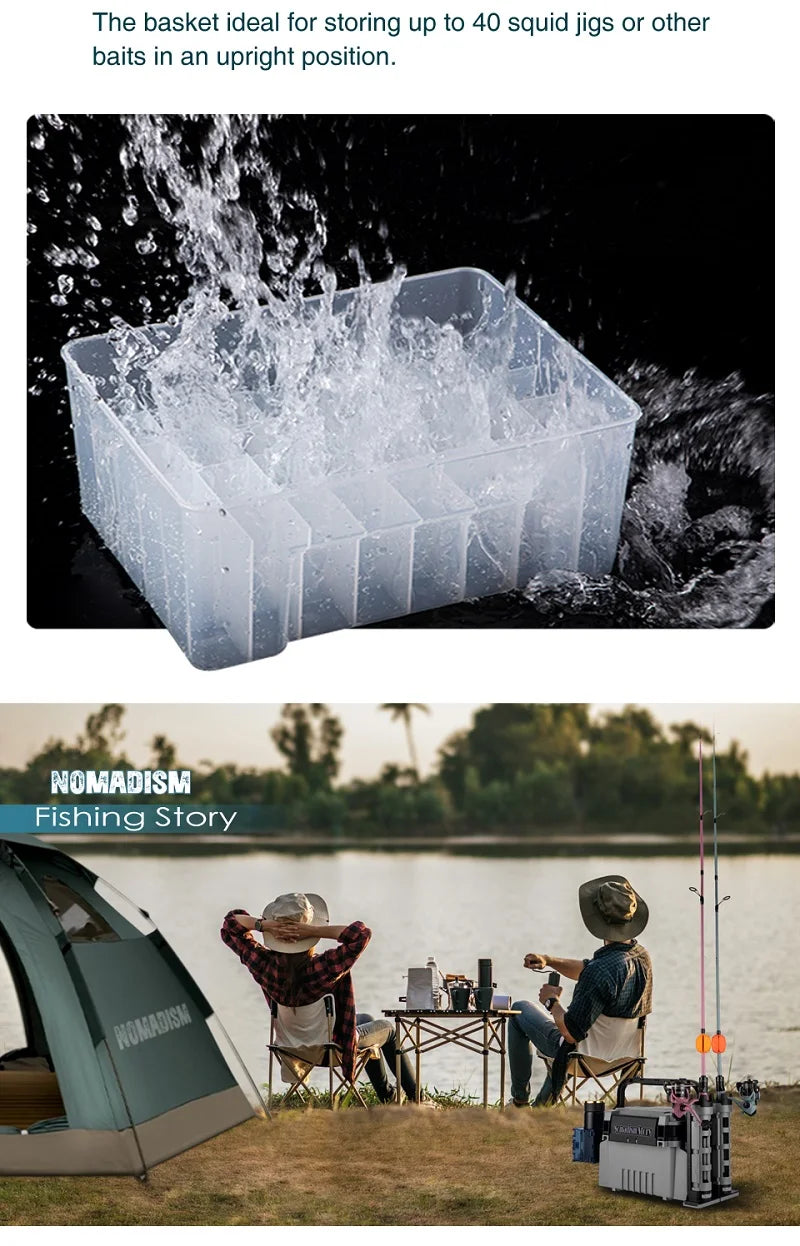 New 40 Grids Plastic Fishing Tackle Box Lined Box Webfoot Octopus Egi Storage Organizer Box Squid Jig Hard Lure Sea Tool Case