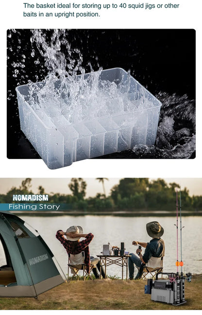 New 40 Grids Plastic Fishing Tackle Box Lined Box Webfoot Octopus Egi Storage Organizer Box Squid Jig Hard Lure Sea Tool Case