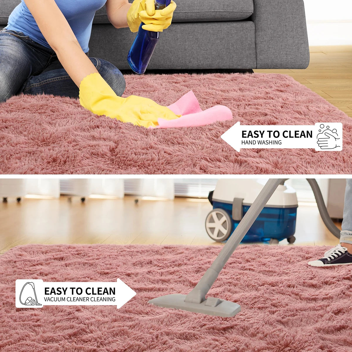 1pc Soft Long-hair Plush Carpet Rug Non-Slip Plush Fluffy Soft Furry Bedside Carpet Drum Carpet Holiday Suitable for Dormitory Home Decoration Pet-Friendly Bedroom Living Room Carpet Home Decoration Room Decoration