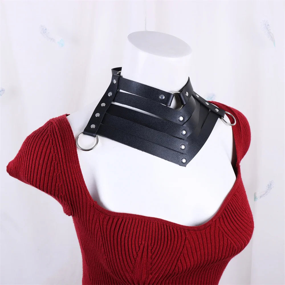 Black Sexy Trendy Rock Gothic Collar Necklaces Jewelry Gothic Leather Belt Rivets Harajuku Punk Choker Necklace for Women Gift