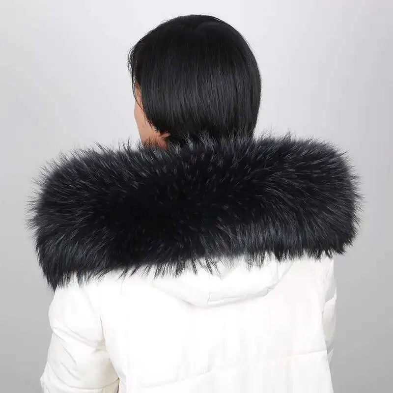 2025 Winter Raccoon Fur Collar Women Men Luxury Natural Fur Hood Trim Decors For Coat Jacket  Genuine Real Fur Shawls Scarves