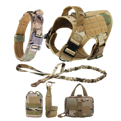 Dog Harness for Large Dogs Leash Collar Molle Pouch Military Harnesses French Bulldog Pet Tactical Training Vest Dog Accessories