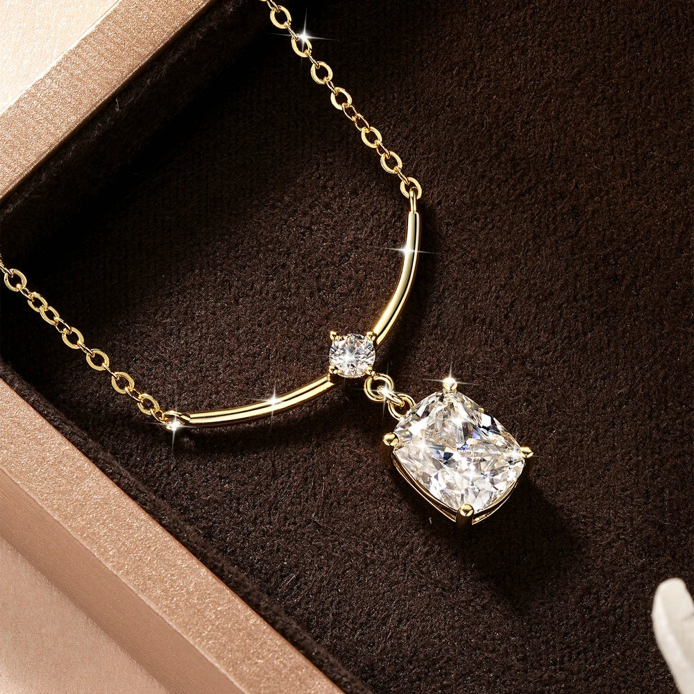OXTAO Certified  7x9mm Moissanite Pendant Necklace 3mm D VVS1 for Women Sweet Smile Necklace Wedding Jewelry 14K Gold Filled