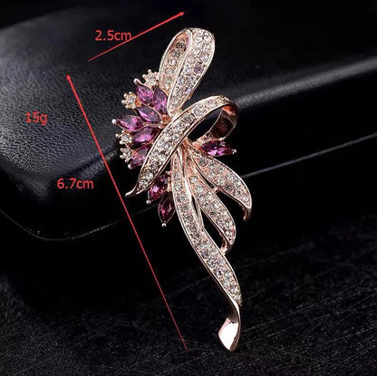 Elegant Crystal Bauhinia Brooches for Women Fashion Rhinestone Bouquet  Brooch Wedding Jewelry Clothing Coat Lapel Pins