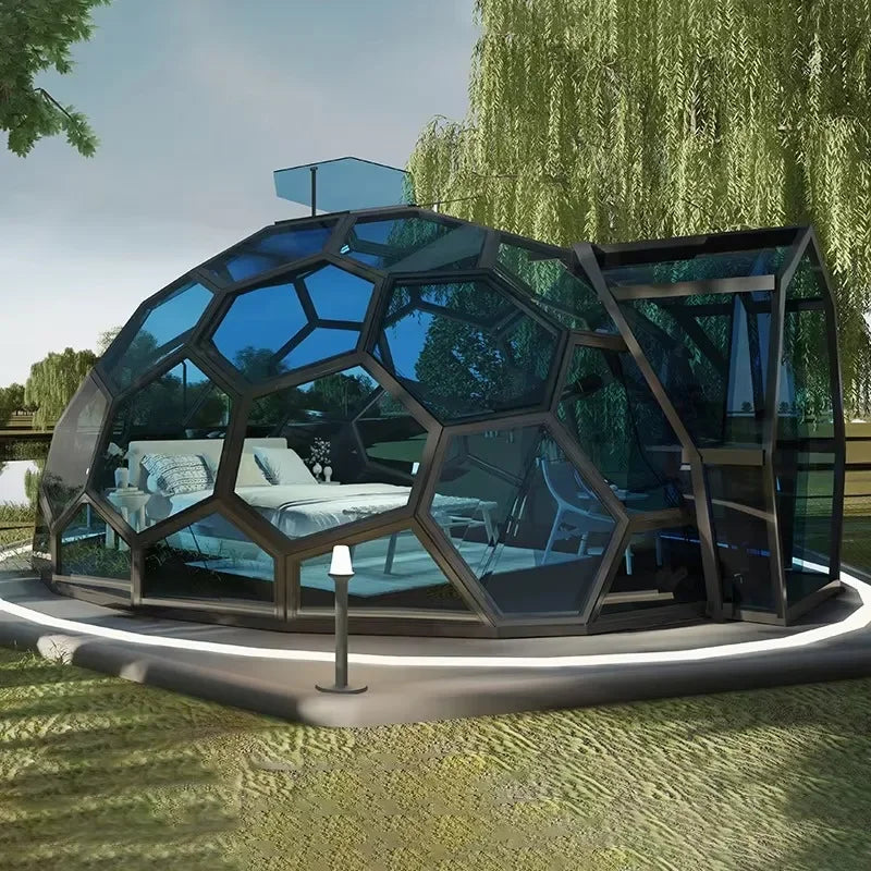 Custom windproof and snow-proof winter house, luxury geodesic glass, computer igloo, dome tent house