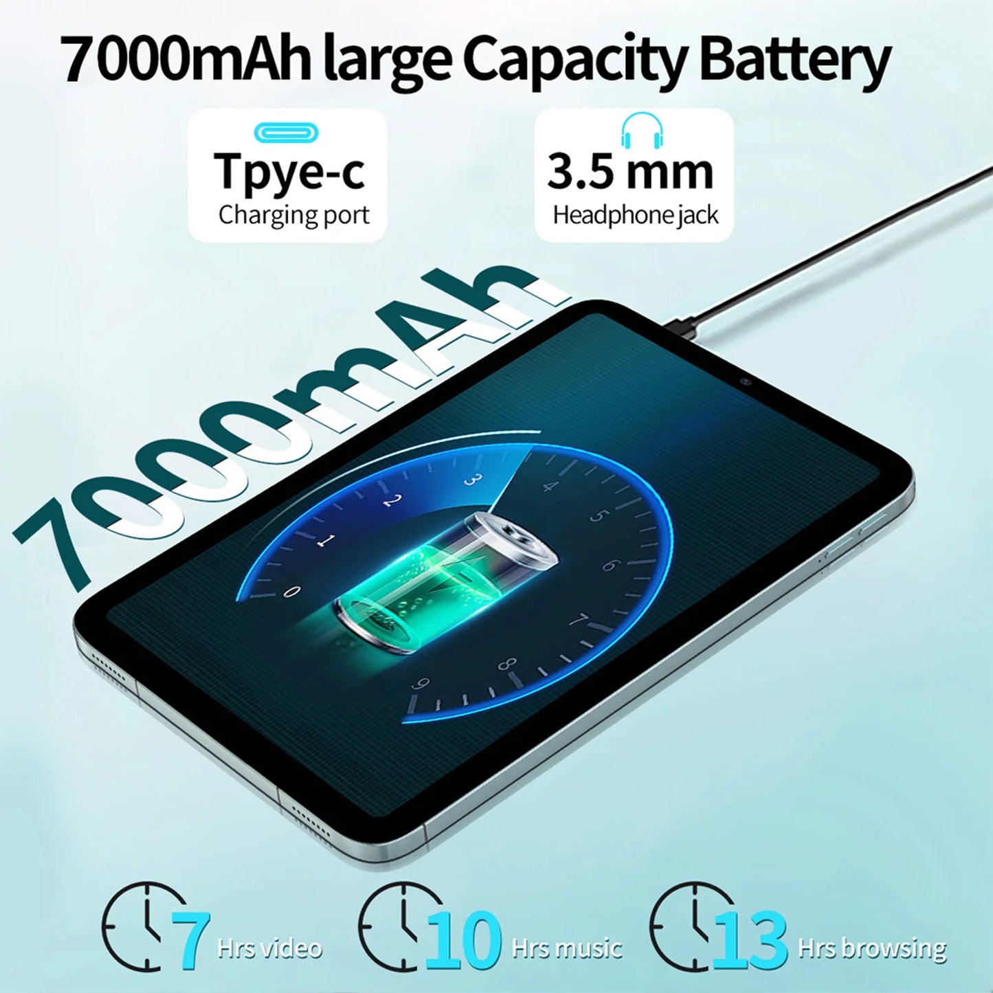 New 10.1 Inch Global Version Tablets Octa-Core 12GB+128GB ROM 7000mAh Google Play 4G LTE Phone Call 5G WiFi Tablet PC Android 14