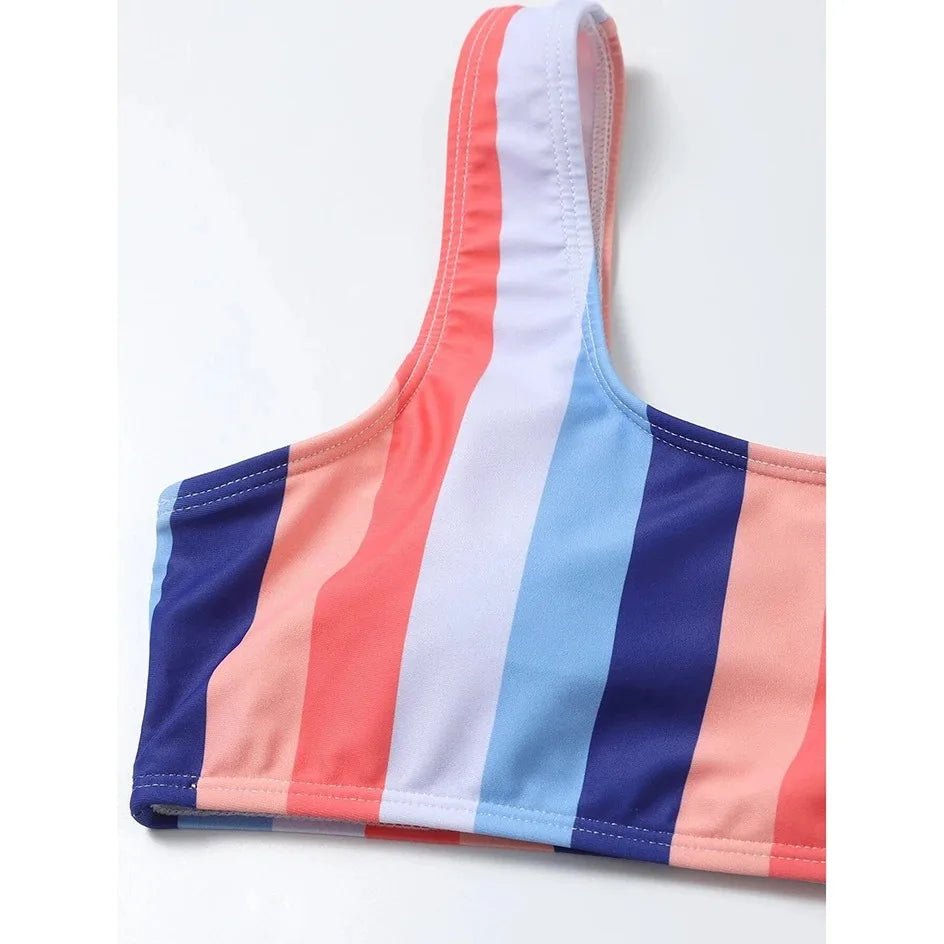 High Waist Bikini Women Swimsuit Push Up Swimwear Woman 2026 Sexy Striped Bikinis Sets Female Bandeau Bathing Suits Beach Wear