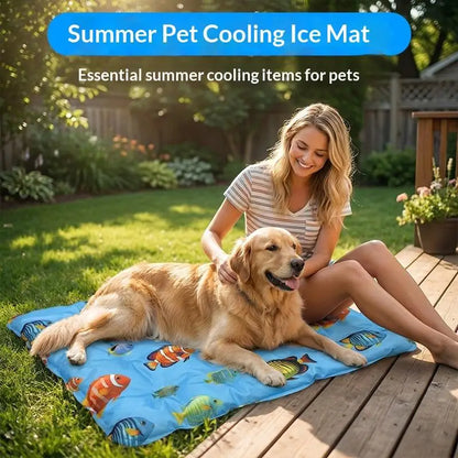 Cooling Ice Mat For Pets Non Toxic Summer Dog Cat Self Cooling Gel Pad Bed Crate Sofa Floor