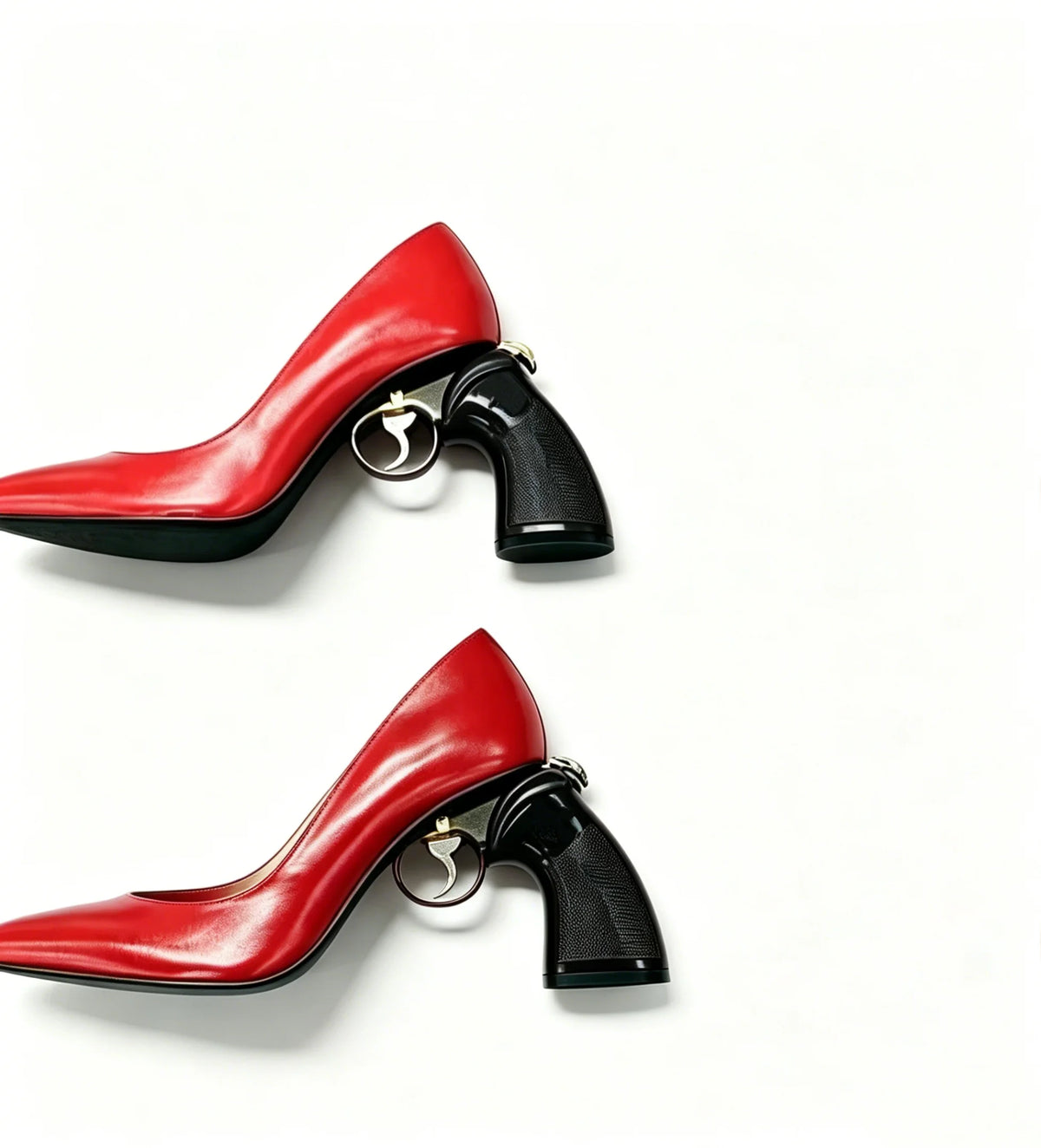 Doodle PU Leather Pointed Toe Women Pumps Shoes Strange Style High Heels Slip On Design Large Size Punk Shallow Shoes
