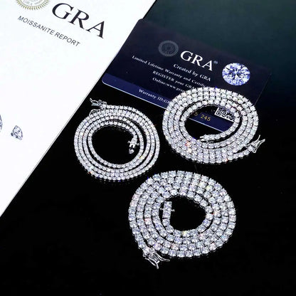 NUOYA Hip Hop Moissanite Tennis Necklace Ice Out VVS1 Diamond Chain Sparkling Jewelry Luxury Gifts for Men and Women