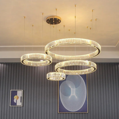 Modern Luxury Led Dimmable Pendant Lights Lustre Living Room Chandelier Lamp Fixtures Foyer Shiny Steel  Luminarias Light