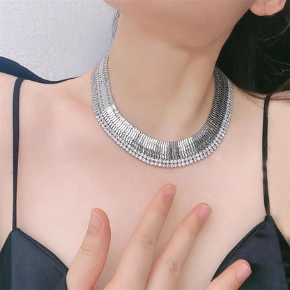 Multi-Layer Metal Strap with Diamond Necklace, European and American Sexy Collarbone Chain, High-End Feeling women necklace
