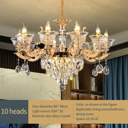 European Style Pendant Lamp Living Room Lamp Crystal Luxurious Atmosphere French Style Restaurant Lamp Duplex Building Lights