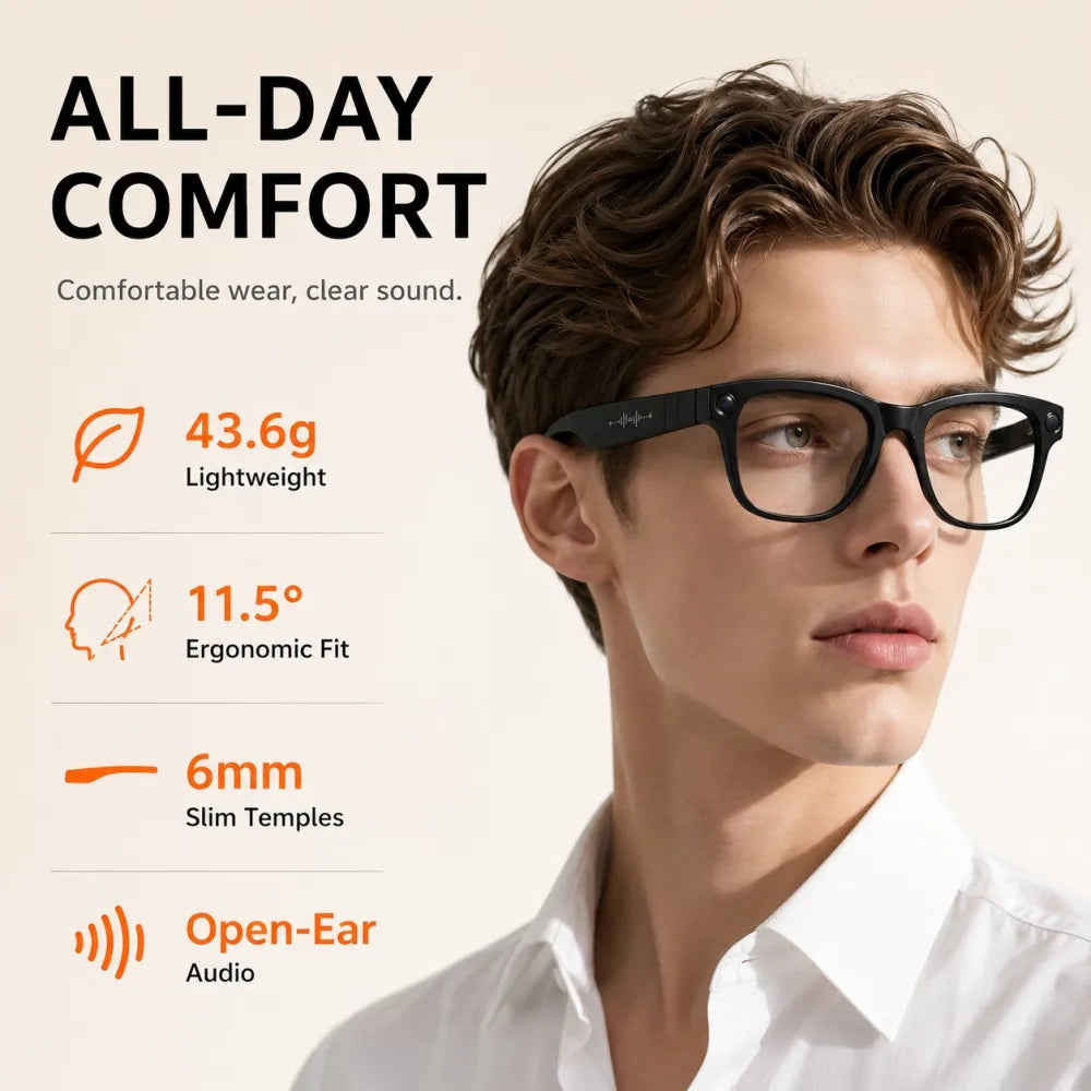New AI Smart Glasses 13MP HD Camera 1200P Video  Multiple Languages Translation WiFi Sunglasses Bluetooth Call Music Men Women