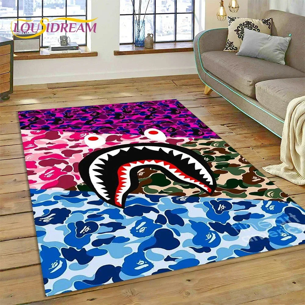 3D Printing B-BAPE Fashion Carpet Rug for Bedroom Living Room Home Sofa Decoration,Children Game Large Decor Floor Mat Gift