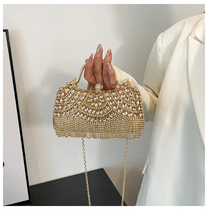 Super Exquisite Diamonds Frame Handbags Gold Silver Hasp Chains Designer New Style Shoulder Bags for Women 2025 Fashion Party