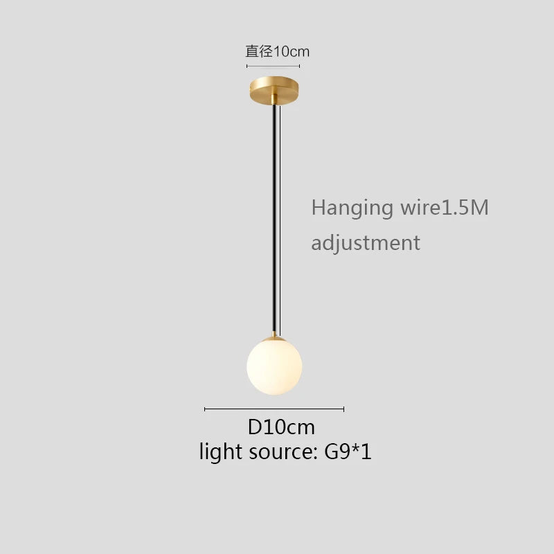 Gold/Black/silv Glass Ball Pendant Lights White Globe Hanging Lamps Bar Restaurant Deco Luminaire Bedroom Light E27 Pendant Lamp