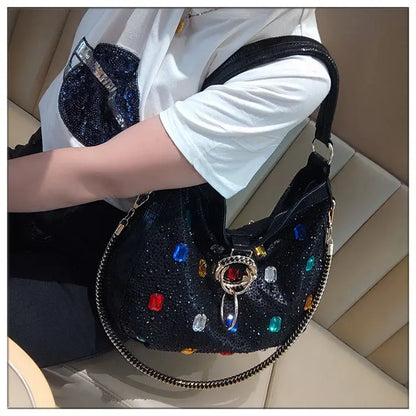 Luxury Genuine Leather Portable Women's Bag Leisure Large Capacity Diamond Tote Bag Shoulder Crossbody Bucket Bags Fashion 2026
