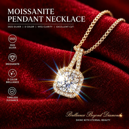 18K Gold Plated 1.0ct VVS1 D Color With Certificate Moissanite Necklace S925 Sterling Sliver Fine Jewelry for Woman Jewelry Gift