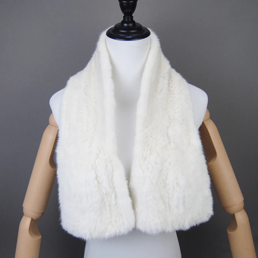 Fashion Women Winter Real Mink Fur Scarf Lady Warm Soft Genuine Mink Fur Scarf Shawl Fashion Luxury 100% Natural Mink Fur Scarfs