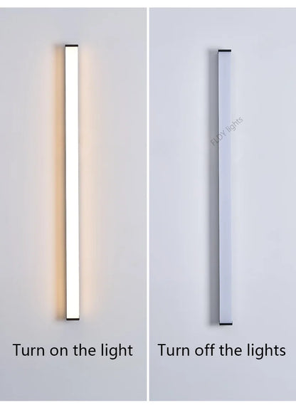 Modern Waterproof Outdoor Long Strip LED Wall Light IP65 Wrought Iron Wall Light Garden Porch Wall Light 110V 220V Lighting