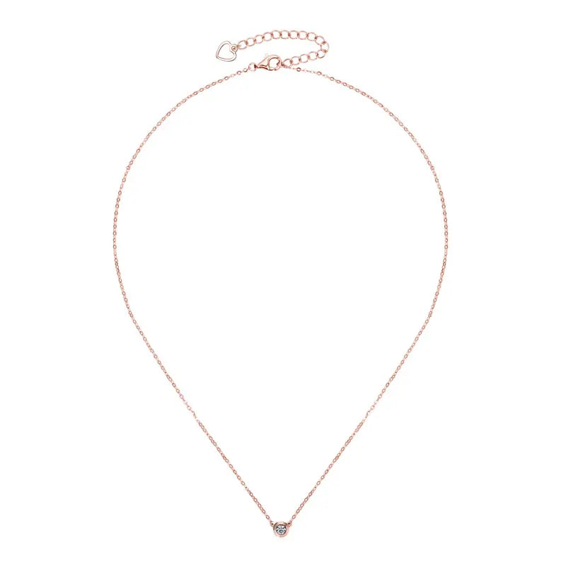 Lnngy 3MM 0.1CT Moissanite Necklace Original 925 Sterling Silver Pendant Necklaces  For Women Delicate Neck Jewellry Gift