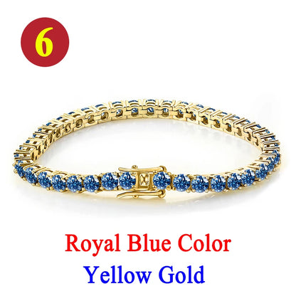 Colorful 3mm Luxury  Certified Moissanite Tennis Chain For Women 925 Sterling Silver Man Moissanite Bracelet Chain Hip hop