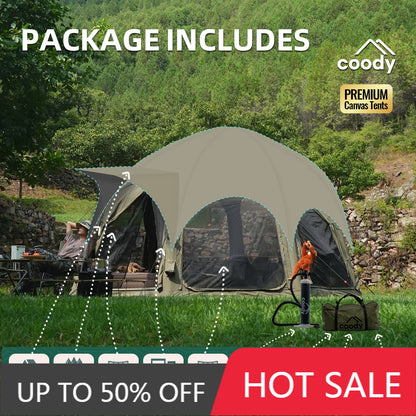 Coody Dome Army Green Inflatable Tent Classic Geodesic Dome Canopy Outdoor Family Camping Venue House Tent