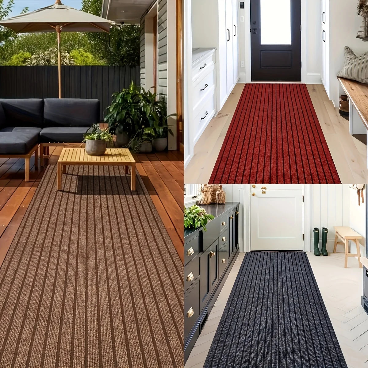 Striped carpets are slip-resistant and easy to clean, making them ideal for hallways, entryways, kitchens, and laundry rooms.