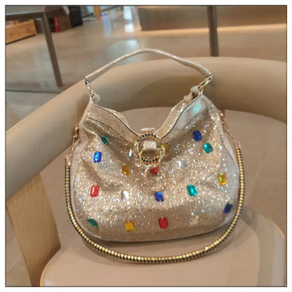 Luxury Genuine Leather Portable Women's Bag Leisure Large Capacity Diamond Tote Bag Shoulder Crossbody Bucket Bags Fashion 2026
